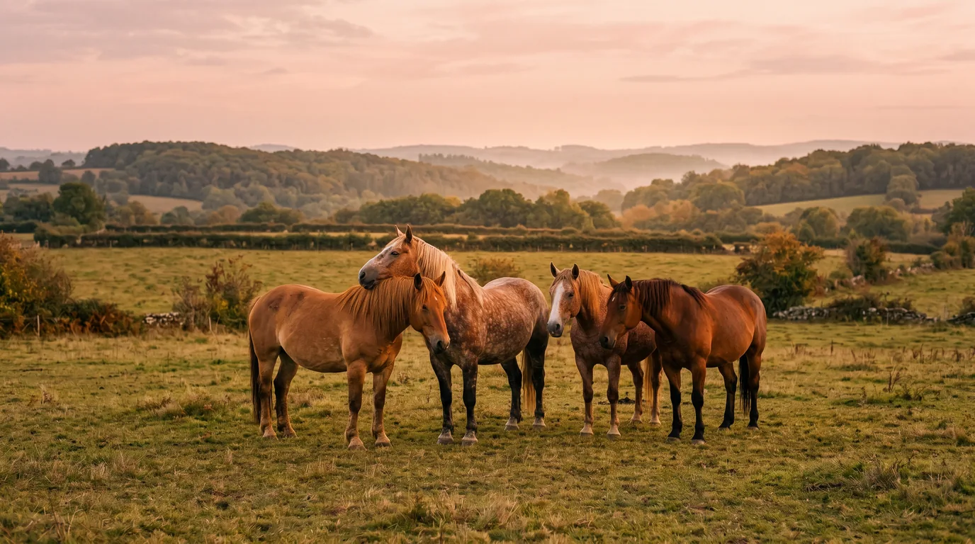 Les chevaux du L'Éperon des Crêtes en liberté, Corrèze